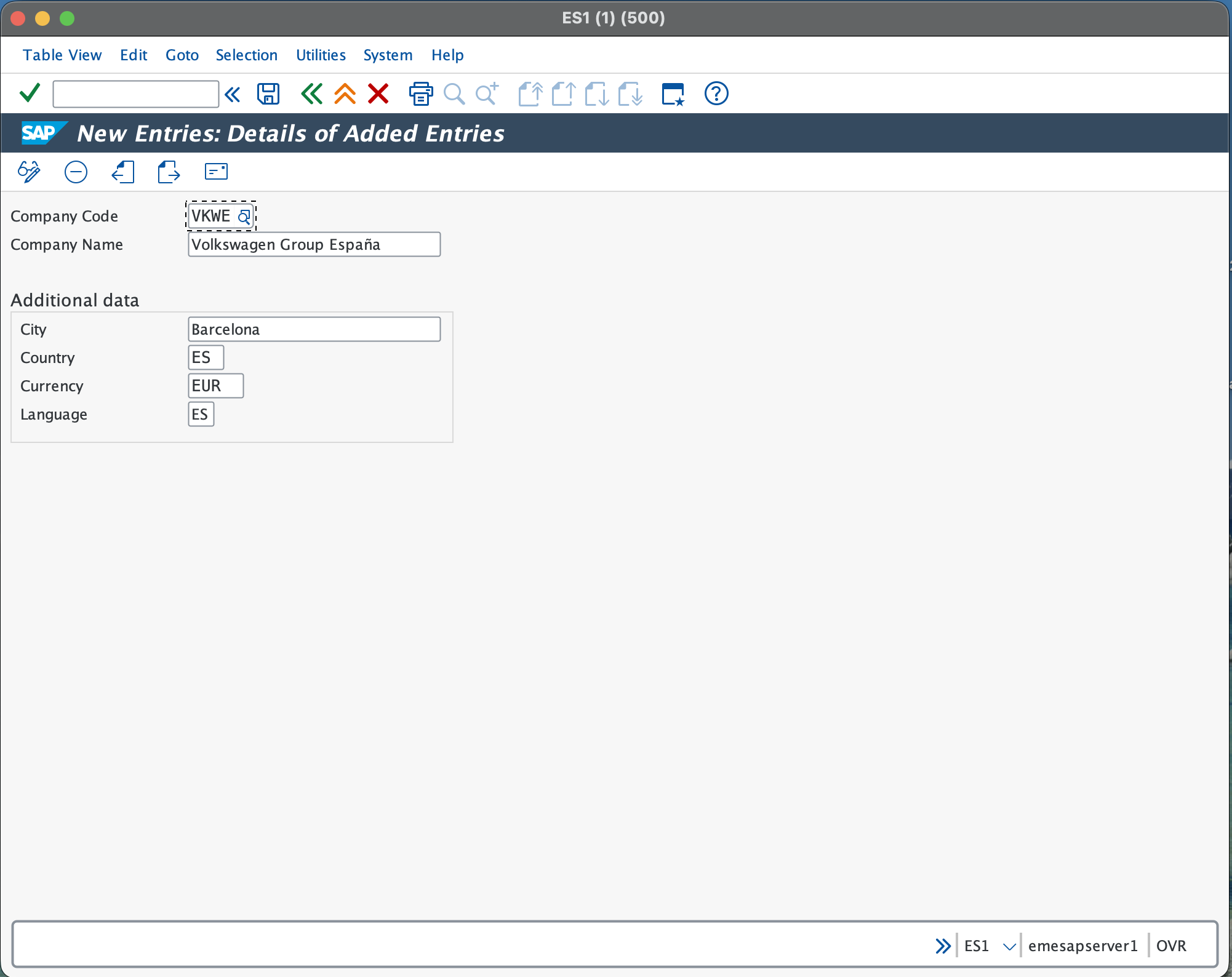 SAP company code creation