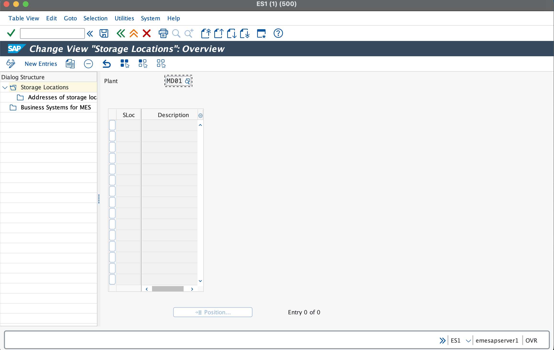 SAP storage location creation