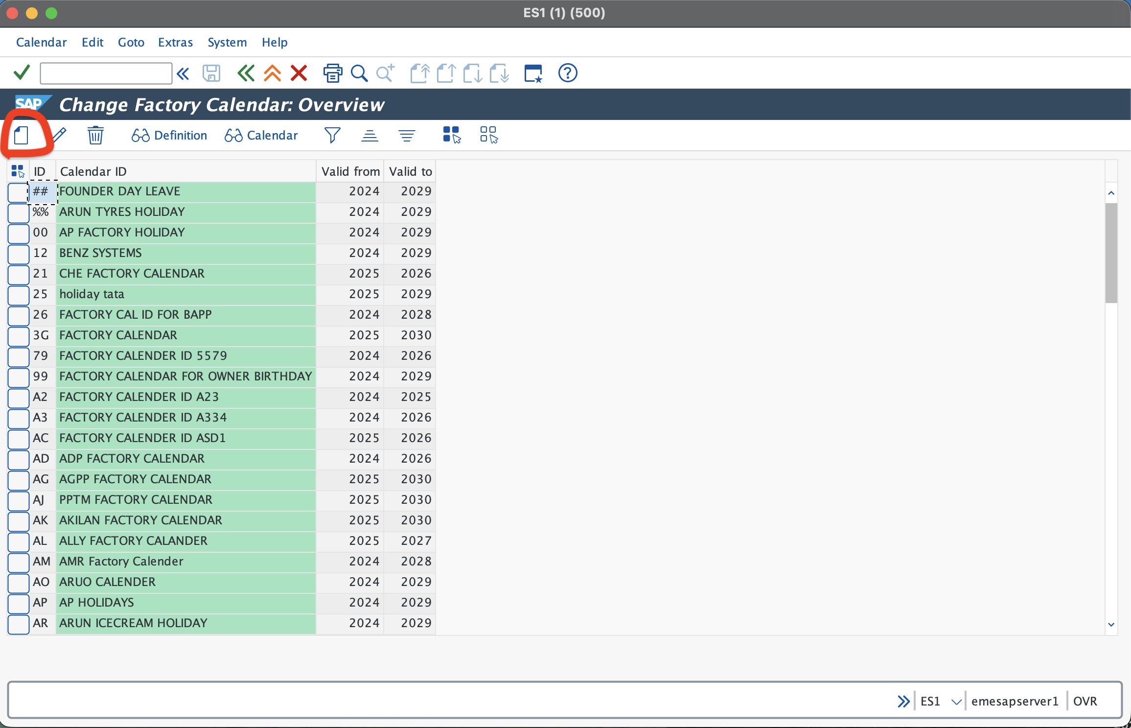 SAP public factory calendar creation